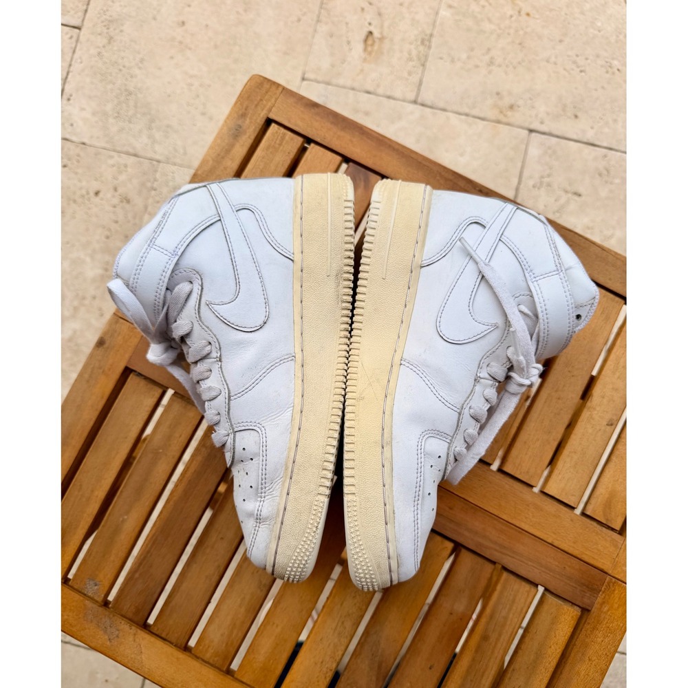 Nike Air Force 1 Mid White Leather Sneakers DH2933-111 Kids 6.5Y Womens 8